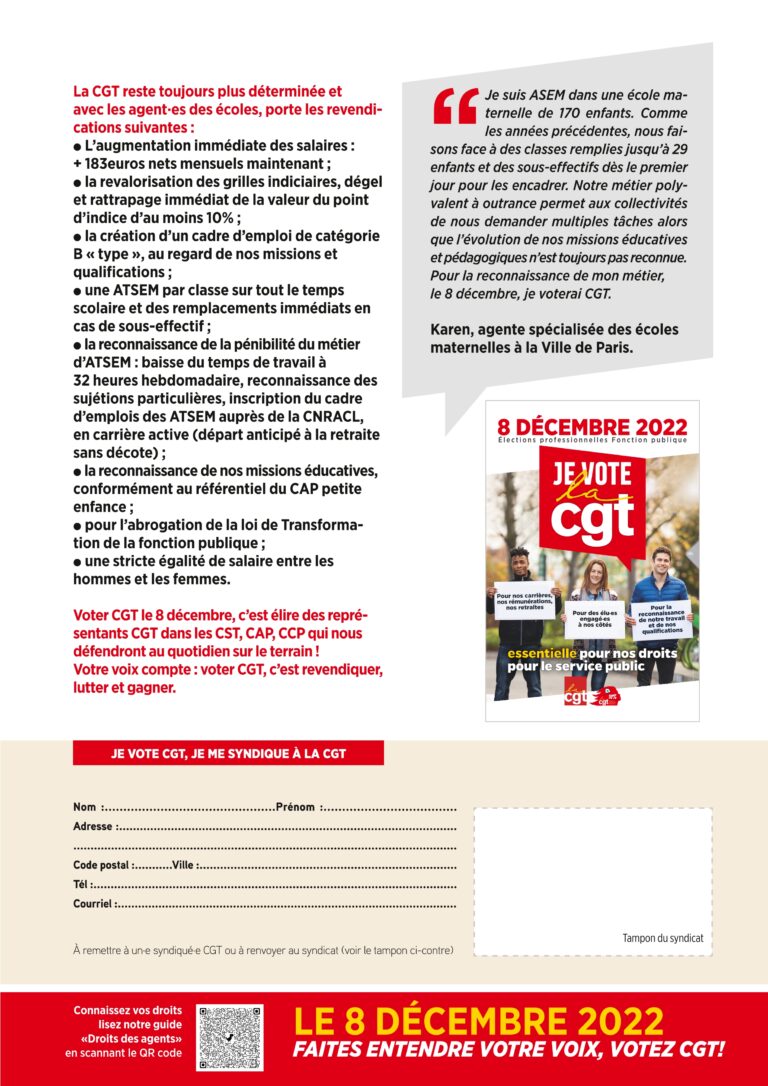 Élections professionnelles 2022 I ATSEM CGT Ville de Lille